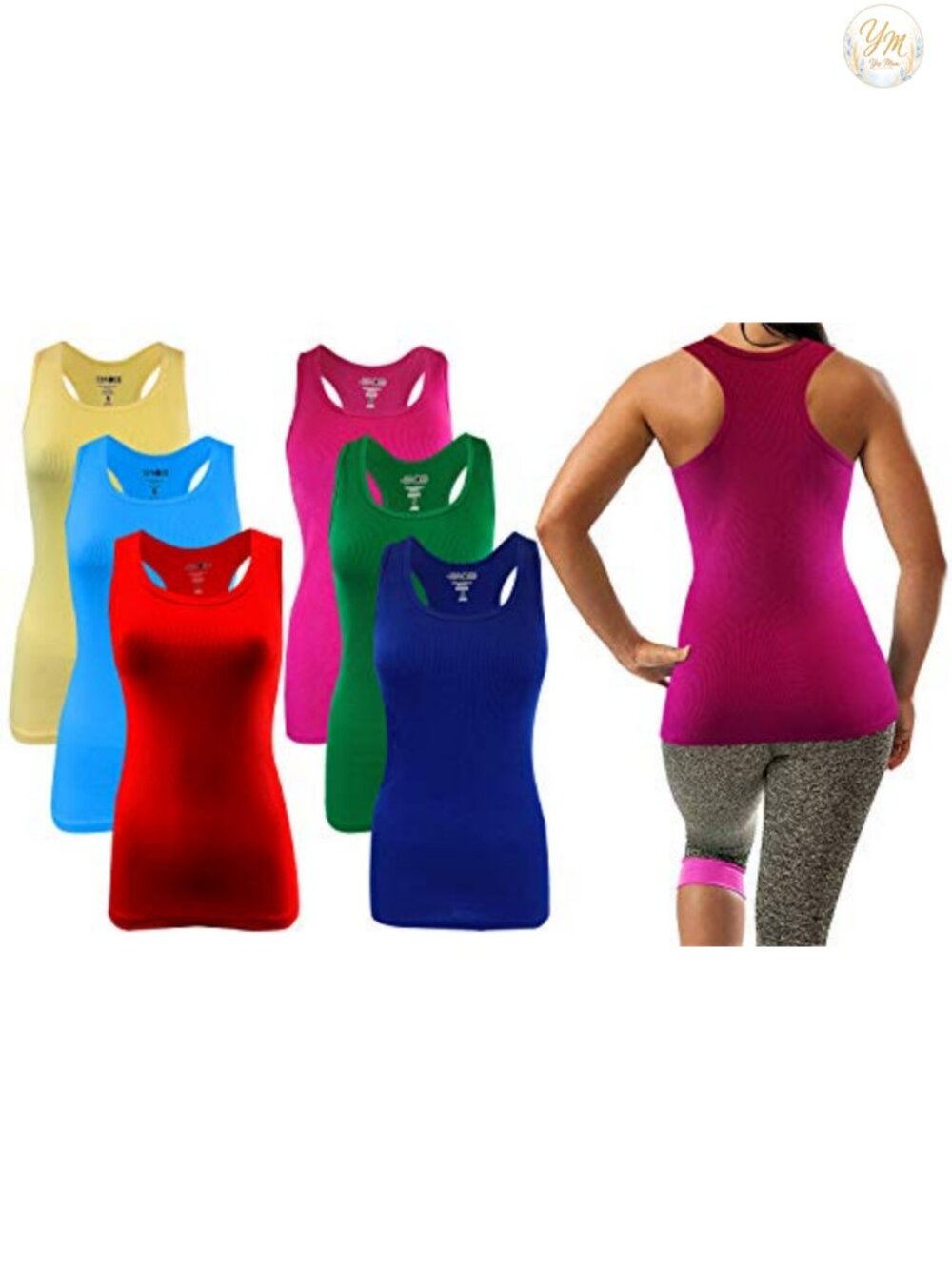 Ribbed Racerback Tank Tops Multipack Cotton Stretch Sleeveless A-Shirts